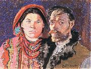Stanislaw Wyspianski Self Portrait with Wife at the Window, Sweden oil painting artist